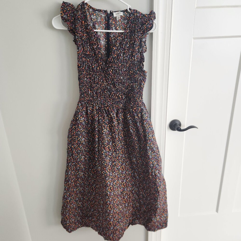 J.crew factory smocked floral midi dress xs